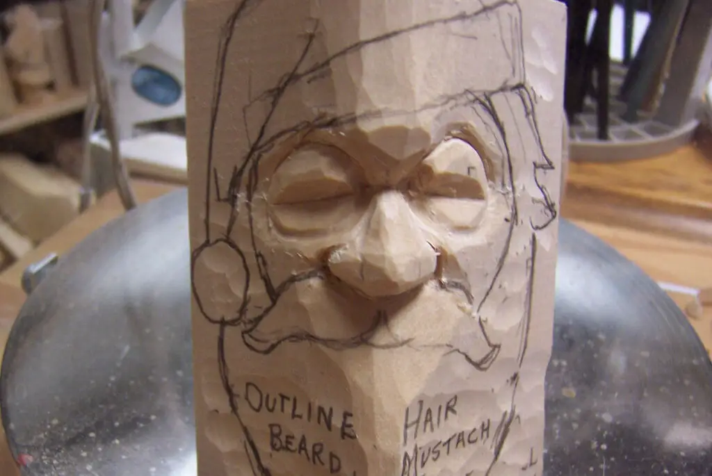 Instructions for carving wooden Santas