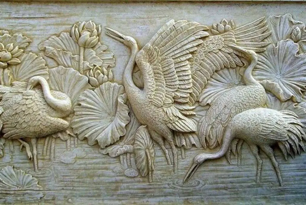 Relief carving with pillow background