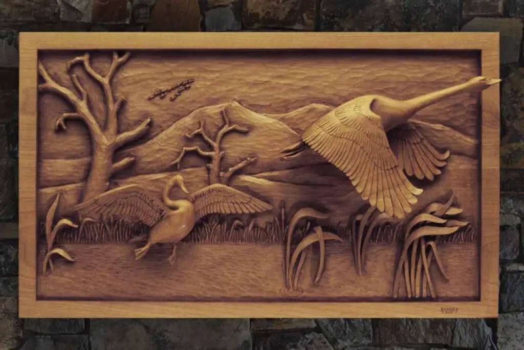 Relief wood carving